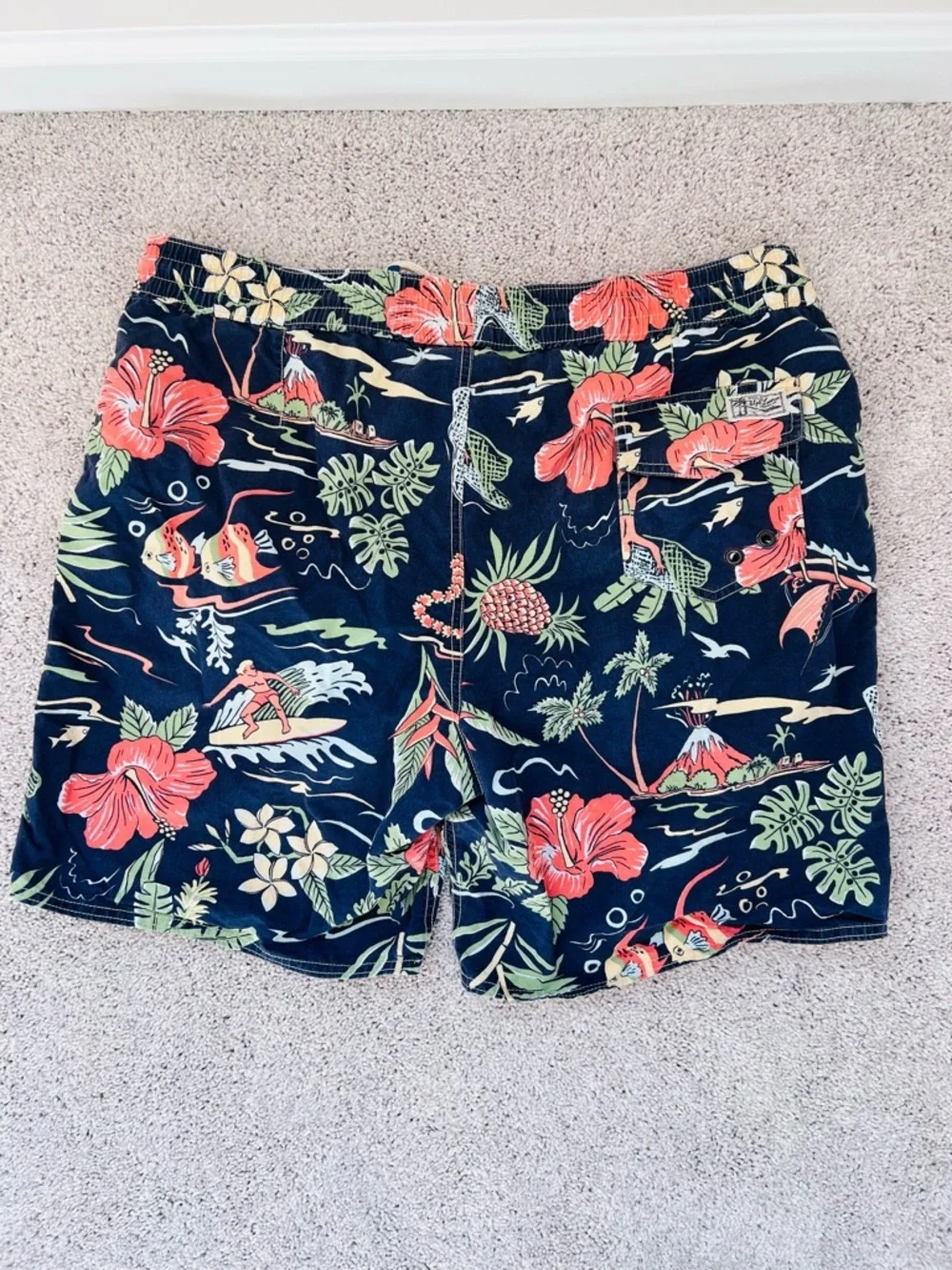 Ralph Lauren Navy Floral & Coral Swim Shorts men’s XXL
